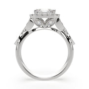 3.35 Carat VS1 D Lab Grown Diamond Halo Pave Emerald Ring